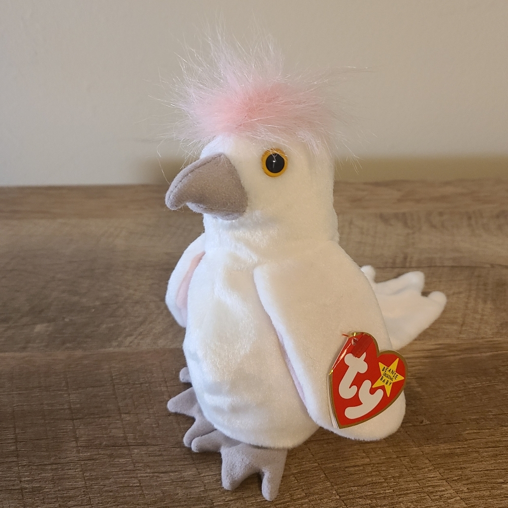 🌟RETIRED~VINTAGE Ty Beanie Baby Original "KUKU" the Cockatoo **TAG ERROR**
